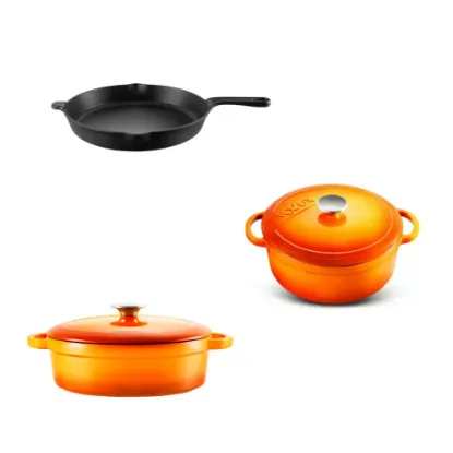 Set vase din fonta franceza calitate, Voeux, oranj