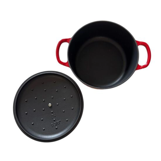 Cratita cu capac din fonta emailata 24cm rosie M-Cooker