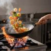 Wok din otel carbon la foc