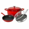 Set cratita din fonta premium Sofi , tigaie Kobach Lotus nano- cadou tigaie fonta 25cm 