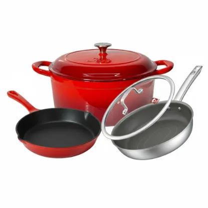 Set cratita din fonta premium Sofi , tigaie Kobach Lotus nano- cadou tigaie fonta 25cm 