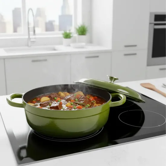 Poza cu Cratiță joasă din fontă emailată SOFI ETERNA™ 28 cm, 4 L, Olive