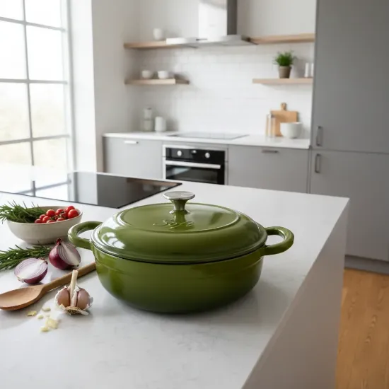 Poza cu Cratiță joasă din fontă emailată SOFI ETERNA™ 28 cm, 4 L, Olive